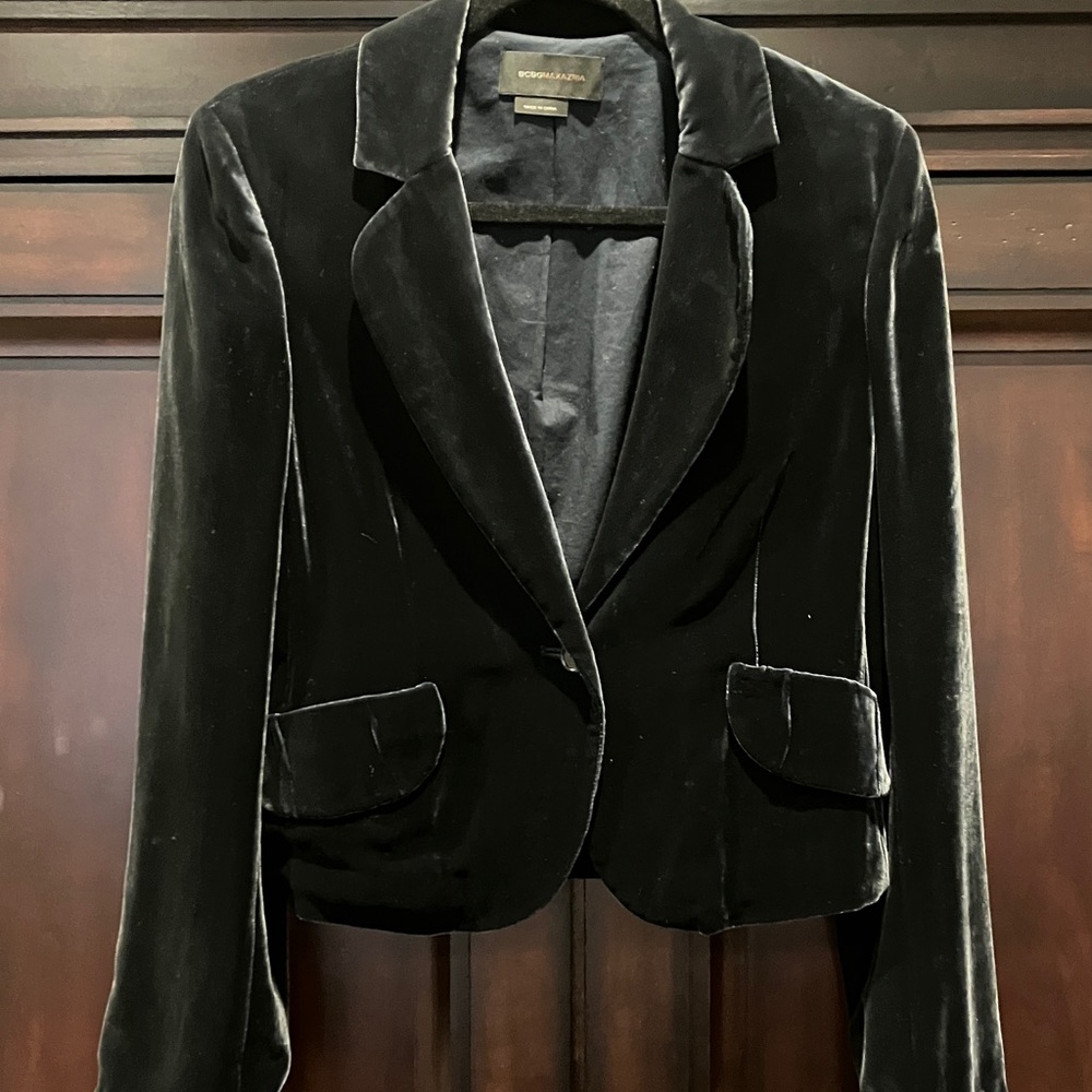 BCBG Maxazria Women's Blue Velvet Blazer